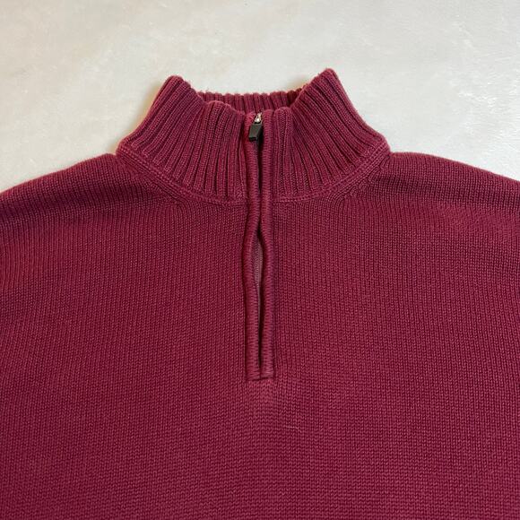 Eddie Bauer Men's Quarter Zip Pullover Cotton Knit Sweater Size Medium Academia - Picture 3 of 7